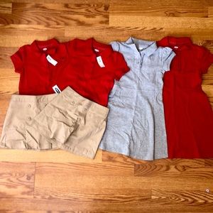 Girls red school uniform dresses dress polo shirt skort lot bundle size 6 small